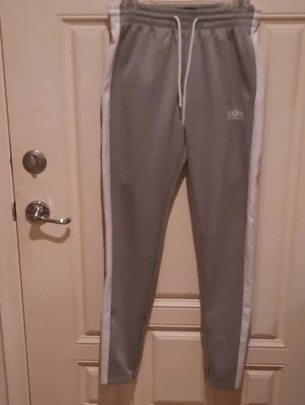 NWT ICON AMSTERDAM GRAY TRACK PANTS WITH WHITE SIDE STRIPES